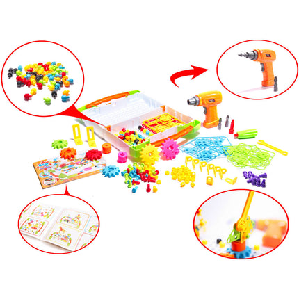 181 delige educatieve constructie bouw puzzel bouw set + speelgoed boormachine en schroeven vanaf 3 jaar