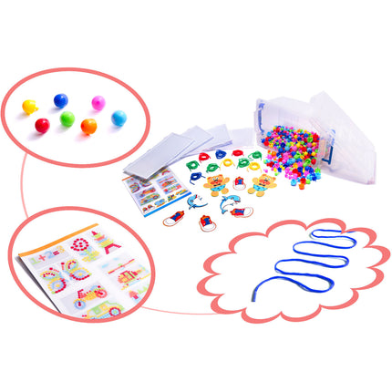 603 Delige insteekmozaïek bord met veters en afbeeldingen unieke leerzame set - naaiset - rijgen