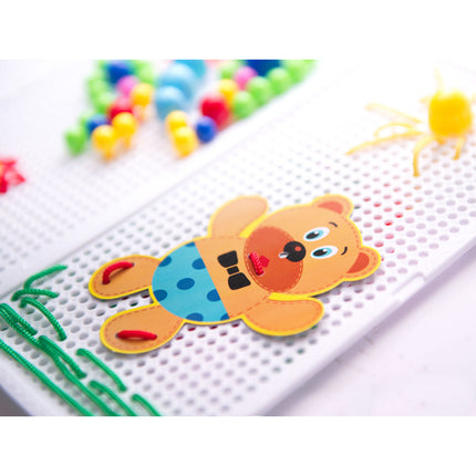 603 Delige insteekmozaïek bord met veters en afbeeldingen unieke leerzame set - naaiset - rijgen