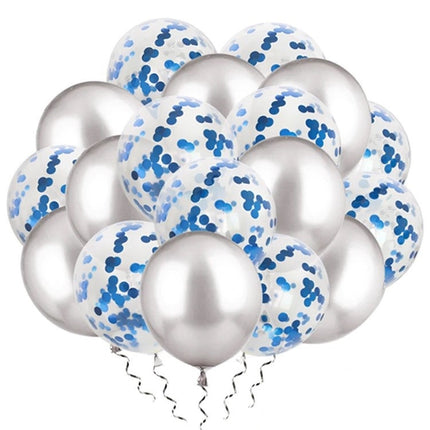 VSE luxe confetti ballonnen 20 stuks zilver blauw