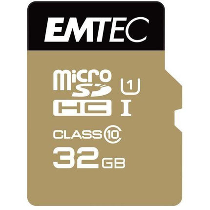 Emtec MicroSDHC 32GB + Adapter CL10 Gold+ UHS-I 85MB/s zwart/goud
