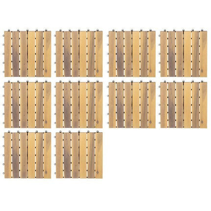 Set van 10 terrastegels hout kliktegels 30x30cm