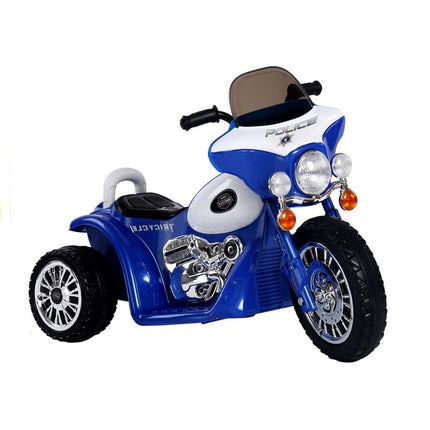 Elektrische politie chopper - trike - motor voor kinderen tot 25kg max 1-3 km/h blauw