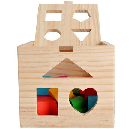 Houten blokken vormenstoof puzzel leren spelen voor kinderen 14 x 14 x 12 cm