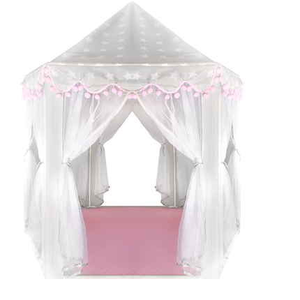 Kruzzel speeltent Princess 140 x 70 x 70 cm  wit /grijs - kinder tent tipi voor binnen en buiten huis
