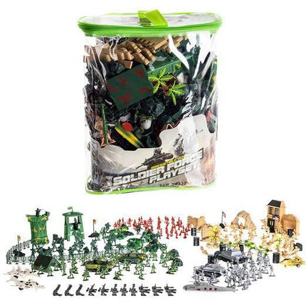 XXL Leger speelset 300 stuks incl tanks, vliegtuigen en gebouwen - Soldaten speelgoed - Soldaat set