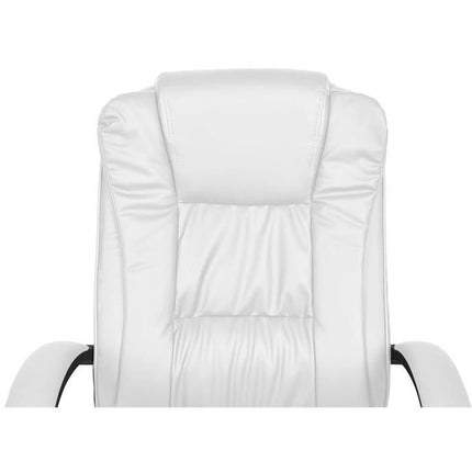 Malatec ergonomische bureaustoel gemaakt van wit eco-leer verrijdbaar en in hoogte verstelbaar