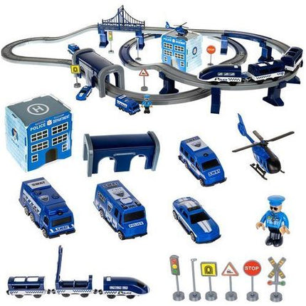 Elektrische Treinbaan en racebaan 92 delig - Politieset