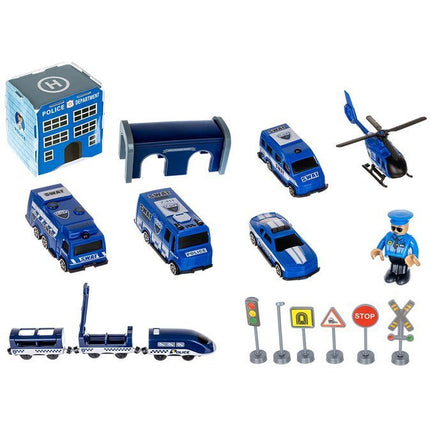 Elektrische Treinbaan en racebaan 92 delig - Politieset