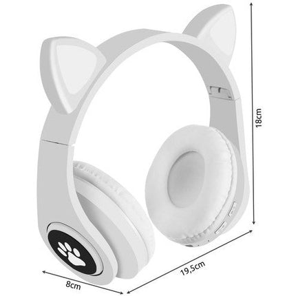 Draadloze bluetooth 5.0 hoofdtelefoon met kat oren voor kinderen pv33 wit