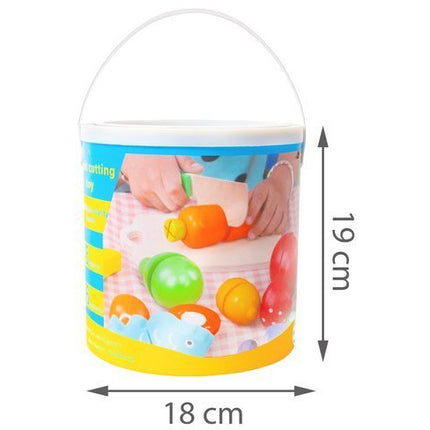 Kruzzel Houten Snijset – Educatief Speelgoed met Groenten en Fruit in Emmer – Voor Kinderen vanaf 3 Jaar – 14 Stuks – Veilig en Leerzaam