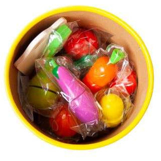 Kruzzel Houten Snijset – Educatief Speelgoed met Groenten en Fruit in Emmer – Voor Kinderen vanaf 3 Jaar – 14 Stuks – Veilig en Leerzaam