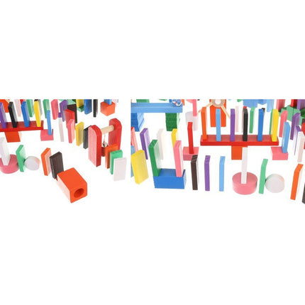 Kruzzel XXL gekleurde domino set van hout 1131 delig met 1080 domino stenen en 45 elementen