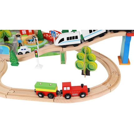 Kruzzel Houten Speelgoed treinset 88 delig met elektrische Trein - Treinspeelgoed