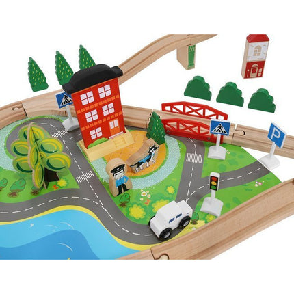 Kruzzel Houten Speelgoed treinset 88 delig met elektrische Trein - Treinspeelgoed