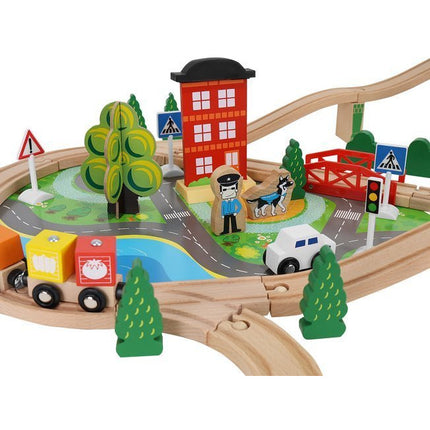 Kruzzel Houten Speelgoed treinset 88 delig met elektrische Trein - Treinspeelgoed