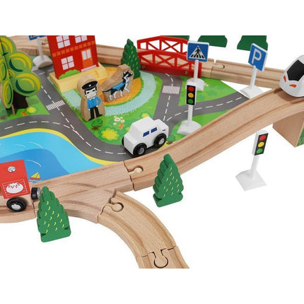 Kruzzel Houten Speelgoed treinset 88 delig met elektrische Trein - Treinspeelgoed