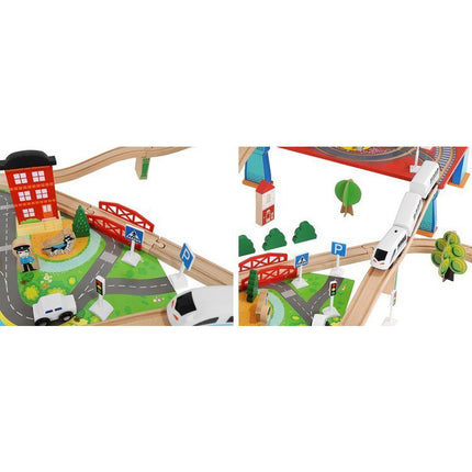 Kruzzel Houten Speelgoed treinset 88 delig met elektrische Trein - Treinspeelgoed