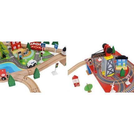 Kruzzel Houten Speelgoed treinset 88 delig met elektrische Trein - Treinspeelgoed