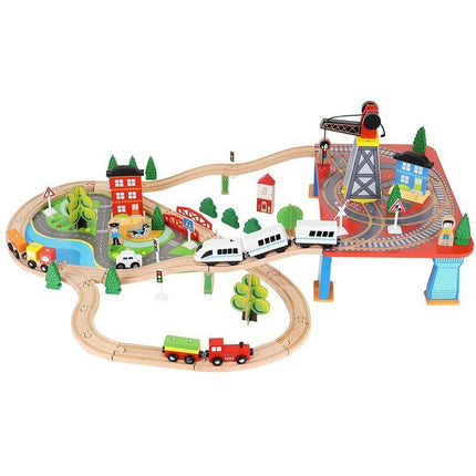 Kruzzel Houten Speelgoed treinset 88 delig met elektrische Trein - Treinspeelgoed