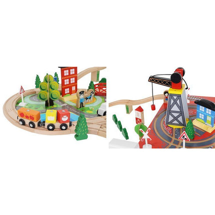 Kruzzel Houten Speelgoed treinset 88 delig met elektrische Trein - Treinspeelgoed