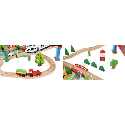 Kruzzel Houten Speelgoed treinset 88 delig met elektrische Trein - Treinspeelgoed