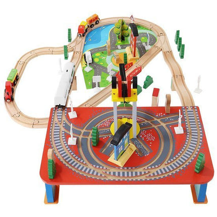 Kruzzel Houten Speelgoed treinset 88 delig met elektrische Trein - Treinspeelgoed