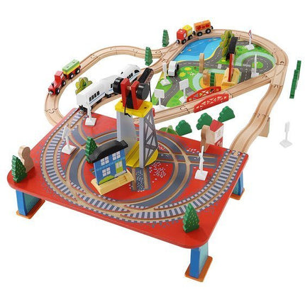 Kruzzel Houten Speelgoed treinset 88 delig met elektrische Trein - Treinspeelgoed