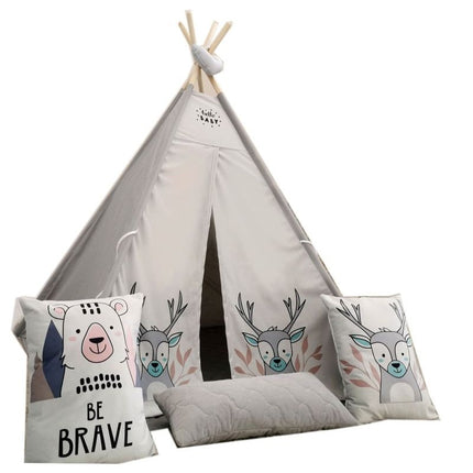 Luxe handgemaakte hert tipi tent speeltent - wigwam voor kinderen inclusief kussens en speelmat
