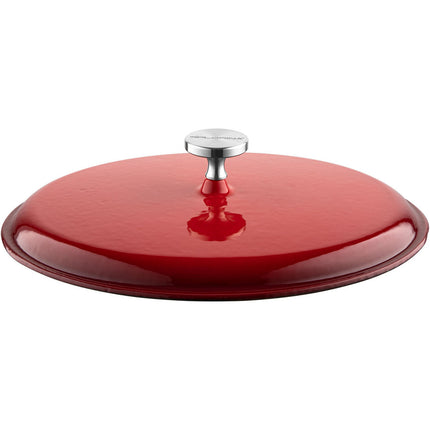 Florina professionele gietijzeren braadpan stoofpan emaille 34 x 29 x 11 cm 4.5L ovaal rood geschikt voor inductie