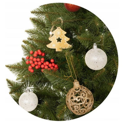 Luxe Diamond kunstkerstboom 150 cm natuurspar + standaard - kunststof spar kerstboom - natuurlijke look groen / bruin