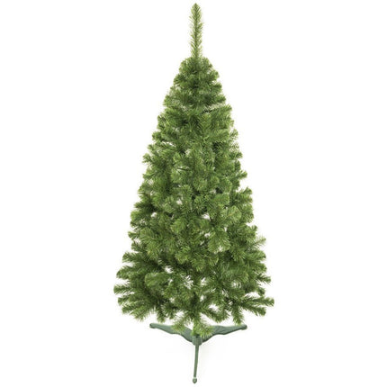Luxe Kunstkerstboom 220cm grenen naturel + standaard kunststof kerstboom groen