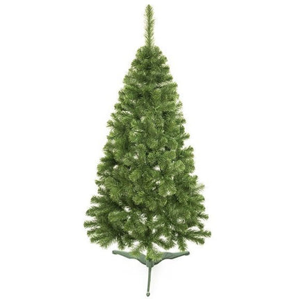 Luxe Kunstkerstboom 220cm grenen naturel + standaard kunststof kerstboom groen