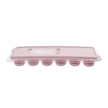 Praktyczna ijsblokjesvorm met deksel rond + vulopening en siliconen bodem 9 x 27 x 4 cm pastel roze