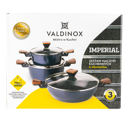 Valdinox Imperial exclusieve blauwe 6-delige aluminium pannenset met non-stick coating - geschikt voor inductie