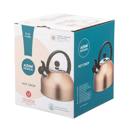 Altom Design Hot Drop fluitketel RVS hoogglans Rosé Goud 2.5 Liter - ook geschikt voor inductie
