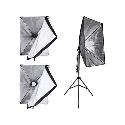 Softbox Studiolamp Set van 2 - Fotografie Lampen met Statief - In Hoogte Verstelbaar - 48 x 67 cm - Zwart