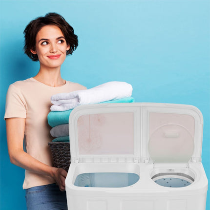 2de kansje Manta WH367 XL wasmachine met dubbele trommel - 6,5Kg was en 3,5Kg centrifuge capaciteit - perfect voor bij de caravan of in studio's