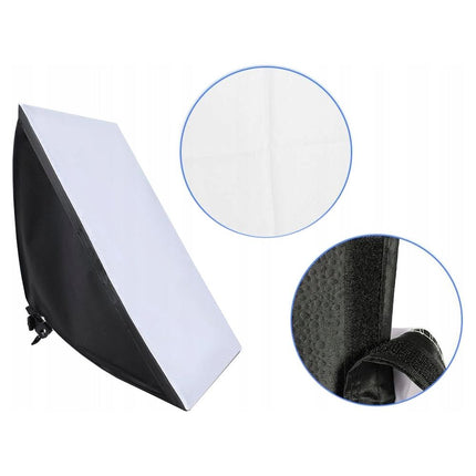 Softbox Studiolamp Set van 2 - Fotografie Lampen met Statief - In Hoogte Verstelbaar - 48 x 67 cm - Zwart