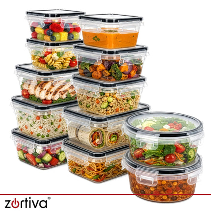 Vershoudbakjes Set 12 Stuks – Meal Prep Bakjes met Deksel – 350 ml tot 1 Liter