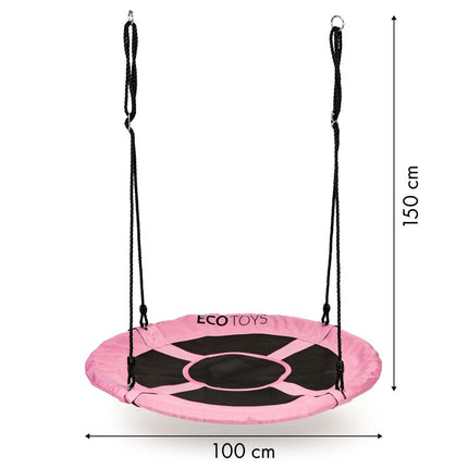Ecotoys Nestschommel Buitenspeelgoed 100 cm Roze tot 100kg - Kinderschommel Buiten/Binnen
