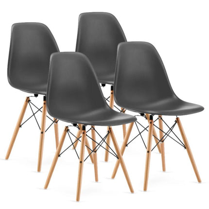 Set van 4 kuipstoelen met beuken houten poten - Eetkamer stoelen - Antraciet