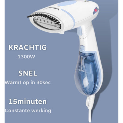 Kledingstomer / steamer met opklapbaar handvat en waterreservoir inclusief 2 opzetstukken