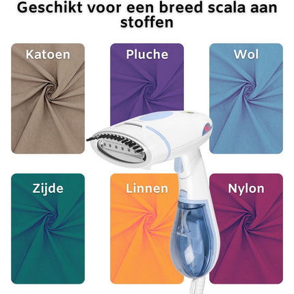 Kledingstomer / steamer met opklapbaar handvat en waterreservoir inclusief 2 opzetstukken