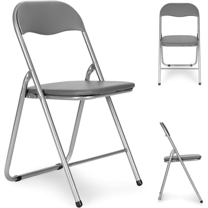 Modern Home set van 4 klapstoelen met een zithoogte van 44.5 cm grijs - gemakkelijk op te bergen