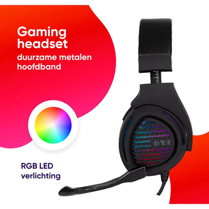 Tracer Gamezone Alligator Gaming Headset RGB LED Verlichting - Koptelefoon 3,5 mm mini-jackaansluiting - Hoofdtelefoon - Ultiem Surround Sound - Noise Cancelling Microfoon - Comfortabel en Duurzaam - Multiplatform Compatibel -