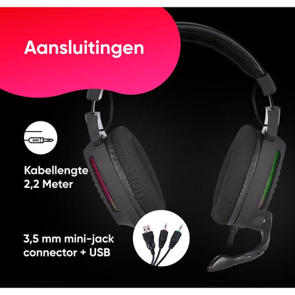 Tracer Gamezone Alligator Gaming Headset RGB LED Verlichting - Koptelefoon 3,5 mm mini-jackaansluiting - Hoofdtelefoon - Ultiem Surround Sound - Noise Cancelling Microfoon - Comfortabel en Duurzaam - Multiplatform Compatibel -