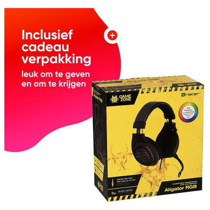 Tracer Gamezone Alligator Gaming Headset RGB LED Verlichting - Koptelefoon 3,5 mm mini-jackaansluiting - Hoofdtelefoon - Ultiem Surround Sound - Noise Cancelling Microfoon - Comfortabel en Duurzaam - Multiplatform Compatibel -