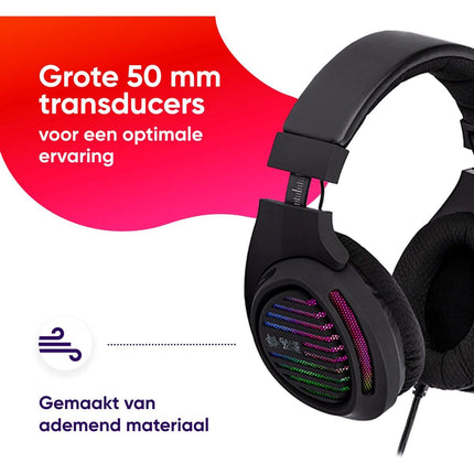 Tracer Gamezone Alligator Gaming Headset RGB LED Verlichting - Koptelefoon 3,5 mm mini-jackaansluiting - Hoofdtelefoon - Ultiem Surround Sound - Noise Cancelling Microfoon - Comfortabel en Duurzaam - Multiplatform Compatibel -