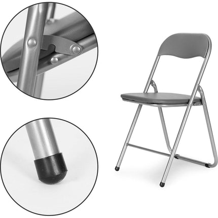 Modern Home set van 4 klapstoelen met een zithoogte van 44.5 cm grijs - gemakkelijk op te bergen